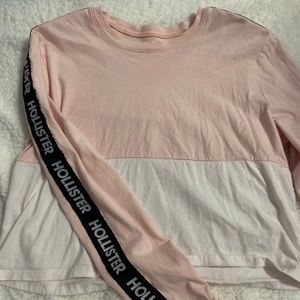 Hollister pink and white long sleeve